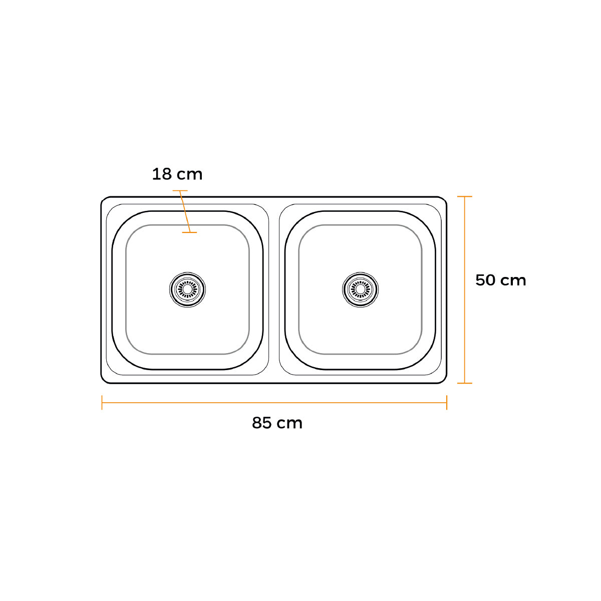 Lavadero Acero Inoxidable Doble Poza Jw85X50Pa (N) Fratelli