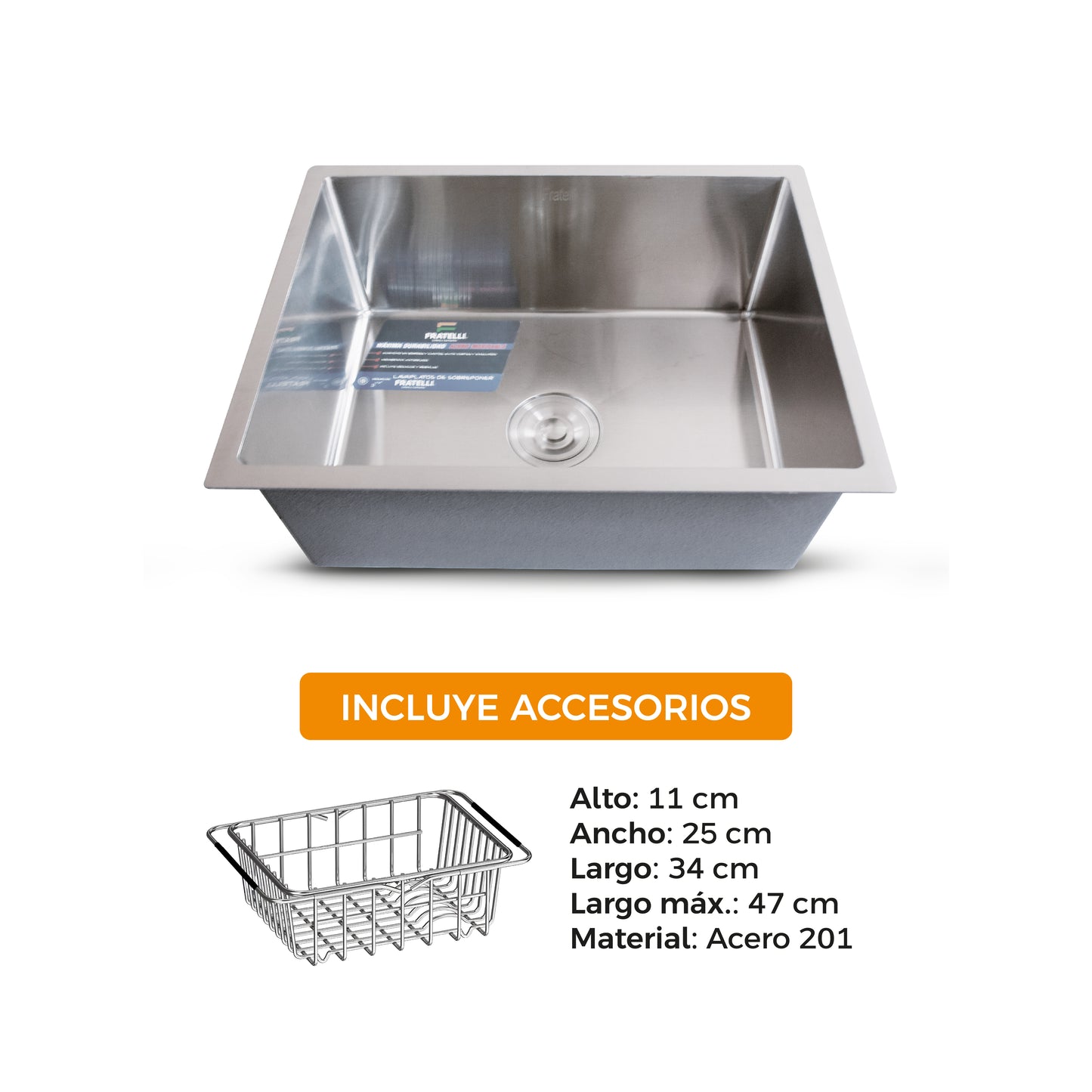 Lavadero Stainless P/Marmol Signature 59X45X23Cm- Fratelli