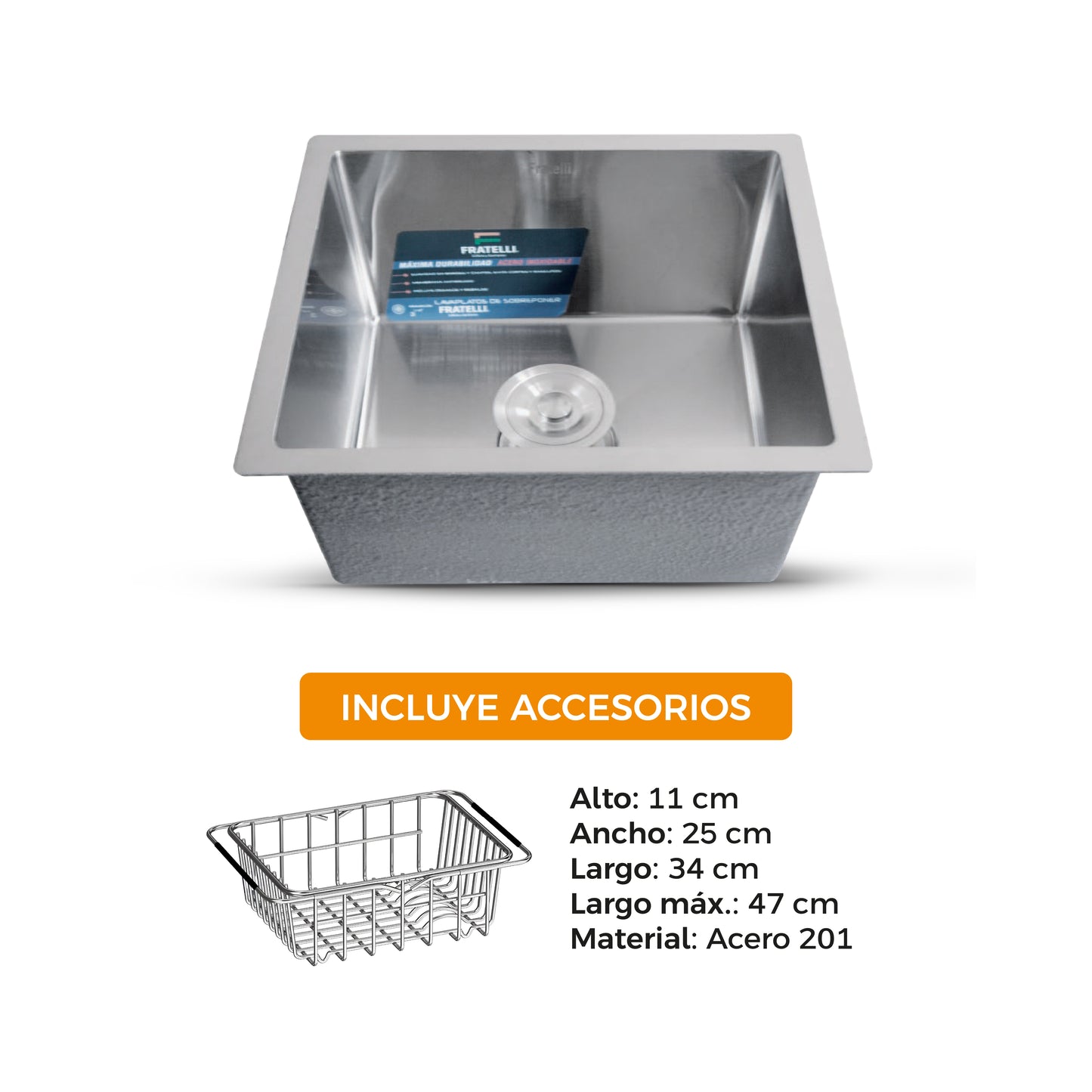 Lavadero Stainless P/Marmol Signature 50X44X23Cm - Fratelli