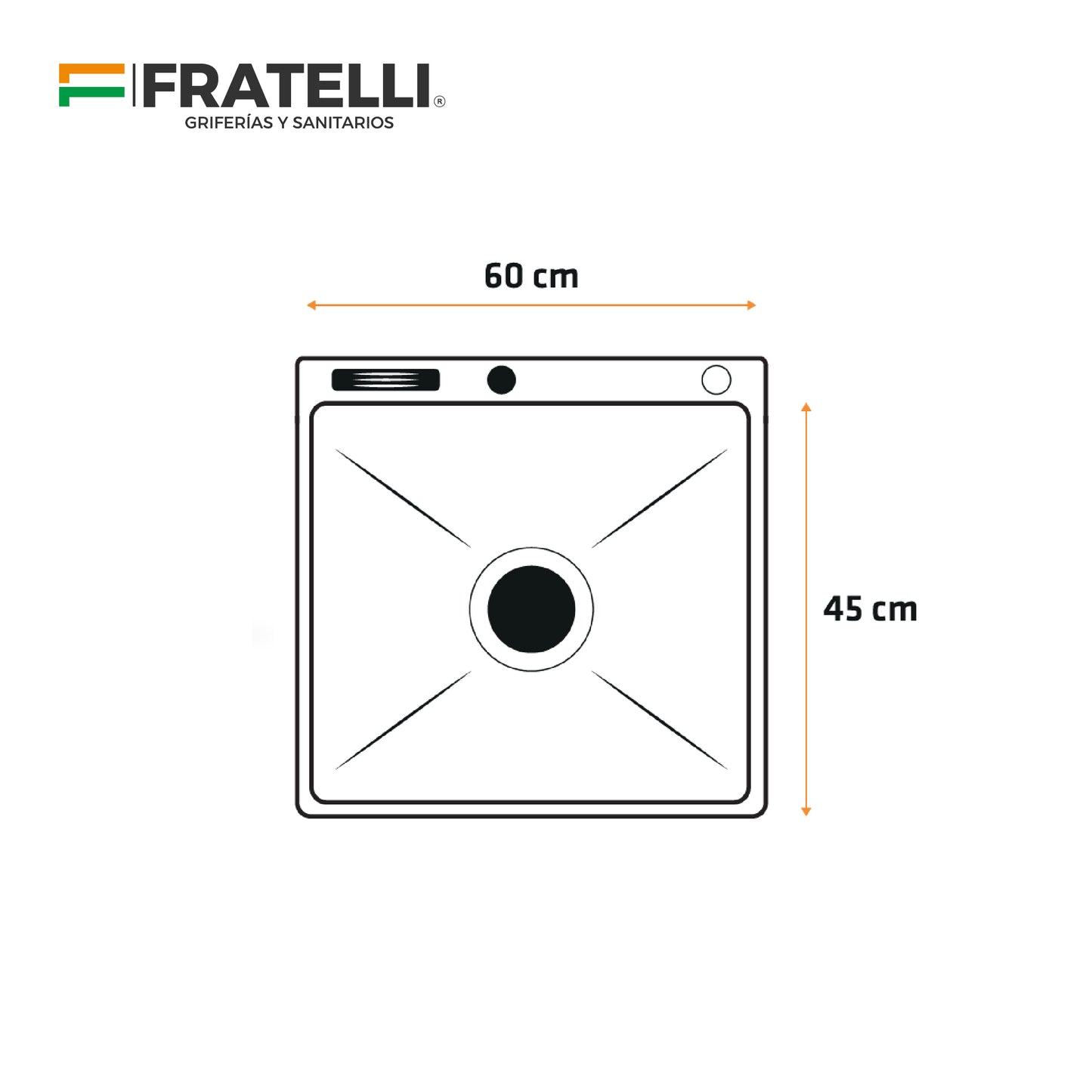 Prm-6045G Lavadero Prime De Acero Inox. Gold C/Acces. 60X45X23Cm - Fratelli