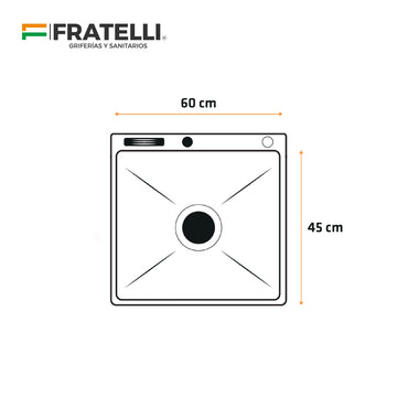 Prm-6045B Lavadero Prime De Acero Inox. Black C/Acces. 60X45X23Cm - Fratelli