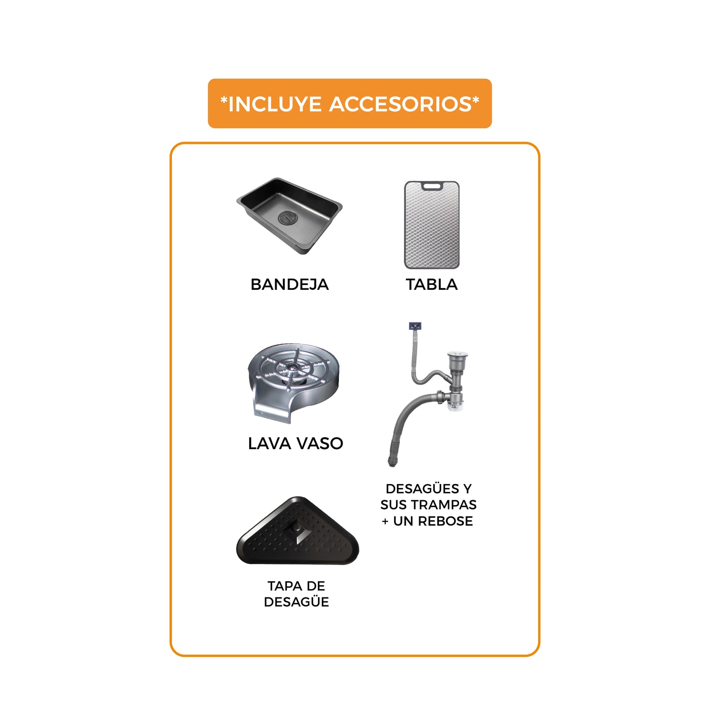 Mvl-7545B Lavadero Multifuncional Marvelous De Acero Inox. Black C/ Acces. 75X45X23Cm - Fratelli