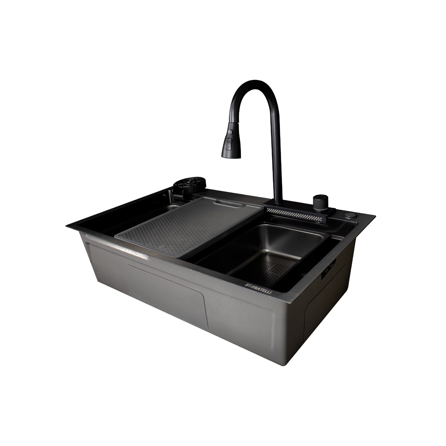 Mvl-8250B Lavadero Multifuncional Marvelous De Acero Inox. Black C/Mezc. Y Acces. 82X50X23Cm - Fratelli