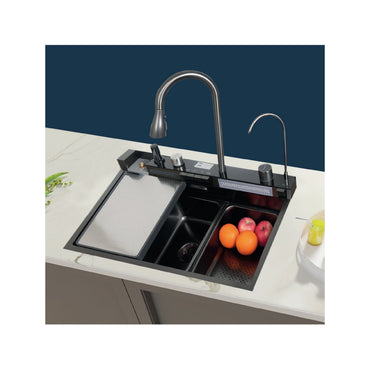 BL-7546B - LAVADERO MULTI. DE ACERO INOX. 304 BLACK C/MEZCLADORA (5 FUNCIONES) 75X46X22CM - 0040030031 FRATELLI