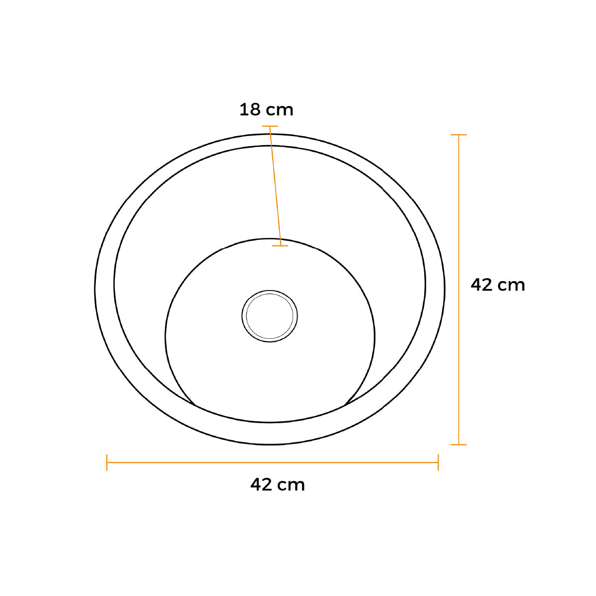 Lp-4242 Lavadero Premium (P) Circular Acero Inox. (Cr) 42X42X18 Cm. Fratelli