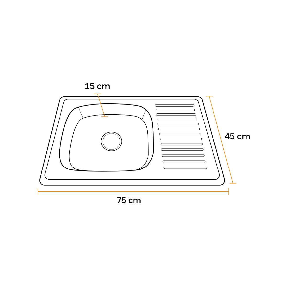 Lp-7545 Lavadero Premium (P) Acero Inox. (Cr) 75X45X15 Cm - Fratelli