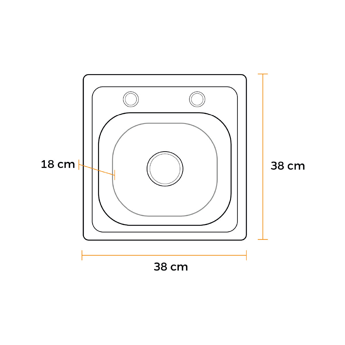 Lp-3838 Lavadero Premium (P) Acero Inox. (Cr) 38X38X18 Cm. Fratelli