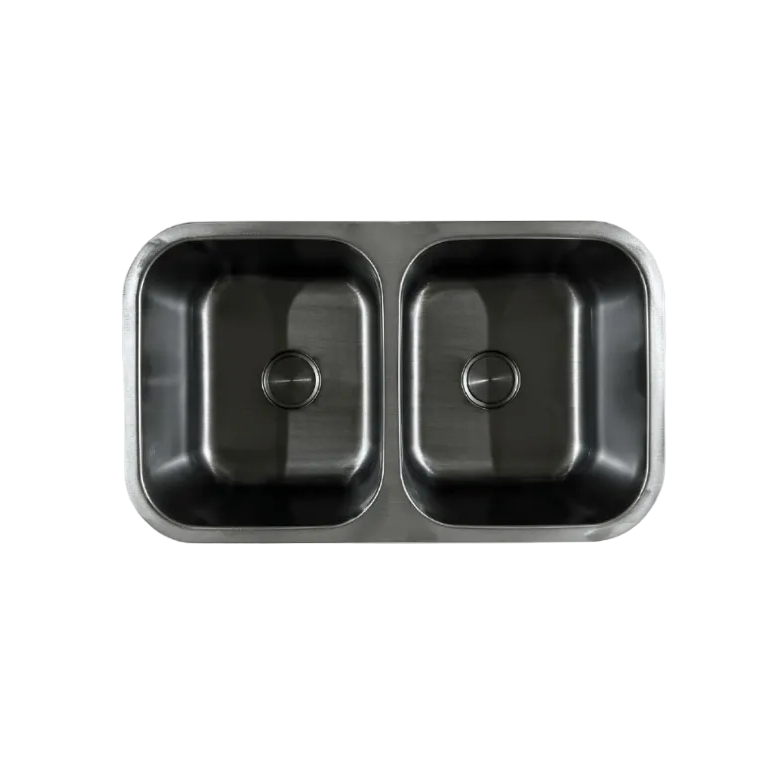 LAVADERO PESADO DOBLE POZA P/MARMOL NANO BLACK FT 82X46B - FRATELLI