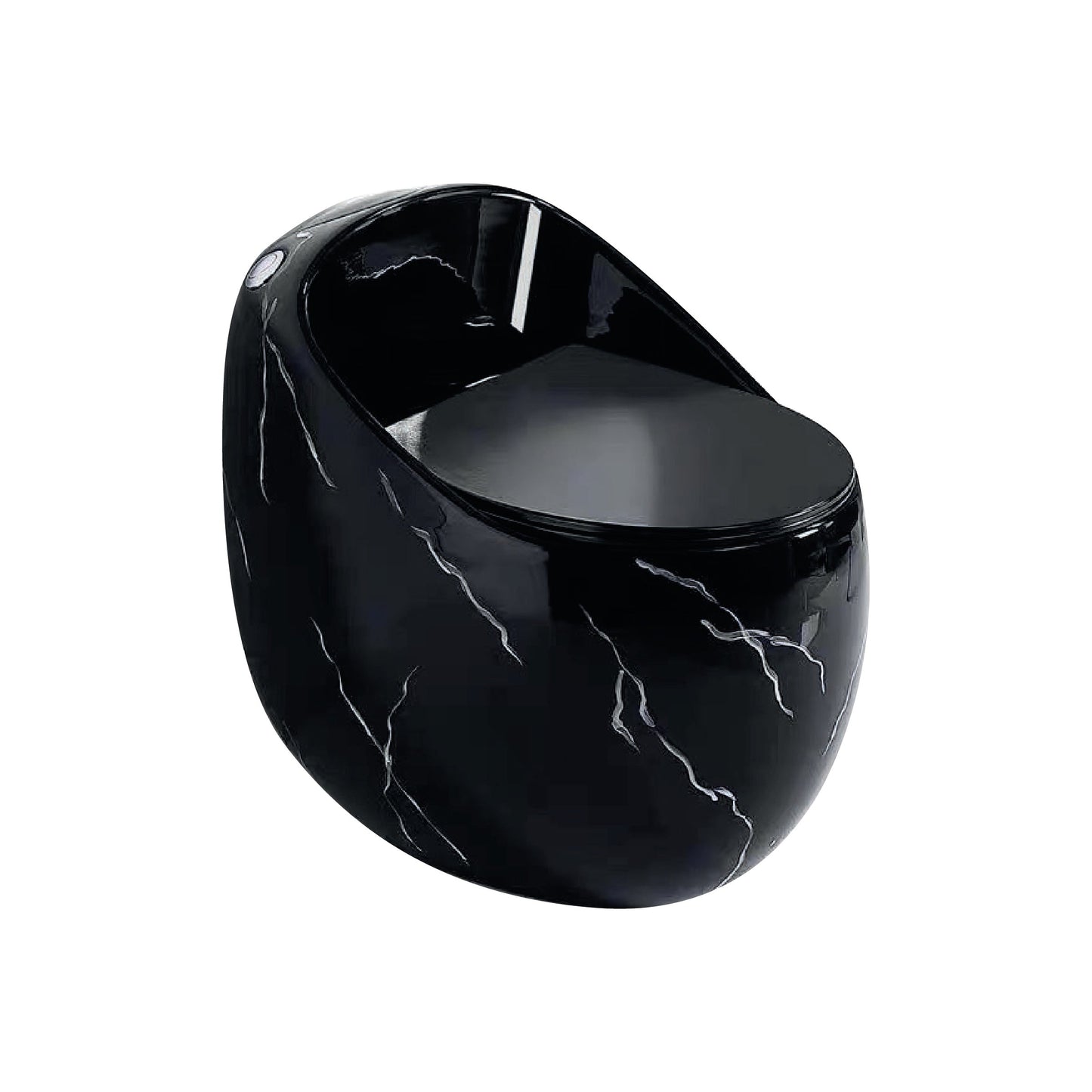 Inodoro One Piece Zeus + Tapa Asiento Y Acces. Ovalado Negro Marmoleado (660X490X630) - Fratelli Premium