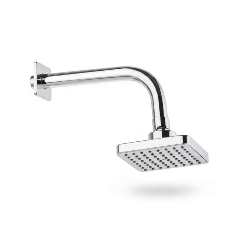 CABEZA DE DUCHA CUADRADA ABS 4'' W-140 + BRAZO DE ACERO 20 CM CROMADO -FRATELLI