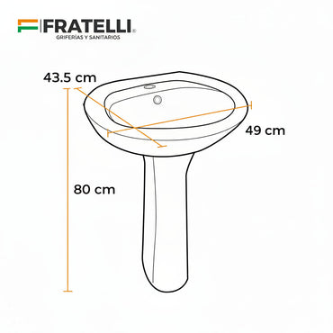 LAVATORIO + PEDESTAL SLN BLANCO (505X410X830) - FRATELLI