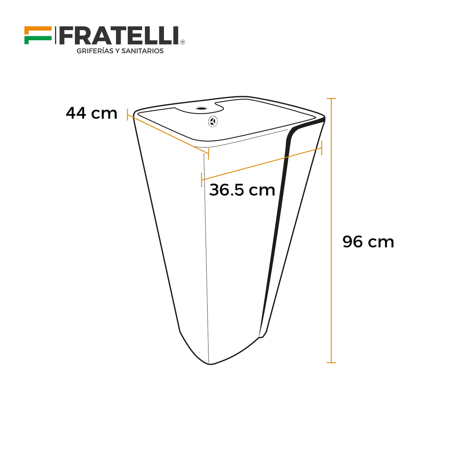 Lavatorio Pedestal Minimalista Blanco C/Negro 8802-Bl (44X36.5X86) - Fratelli