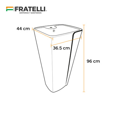 Lavatorio Pedestal Minimalista Blanco C/Negro 8802-Bl (44X36.5X86) - Fratelli