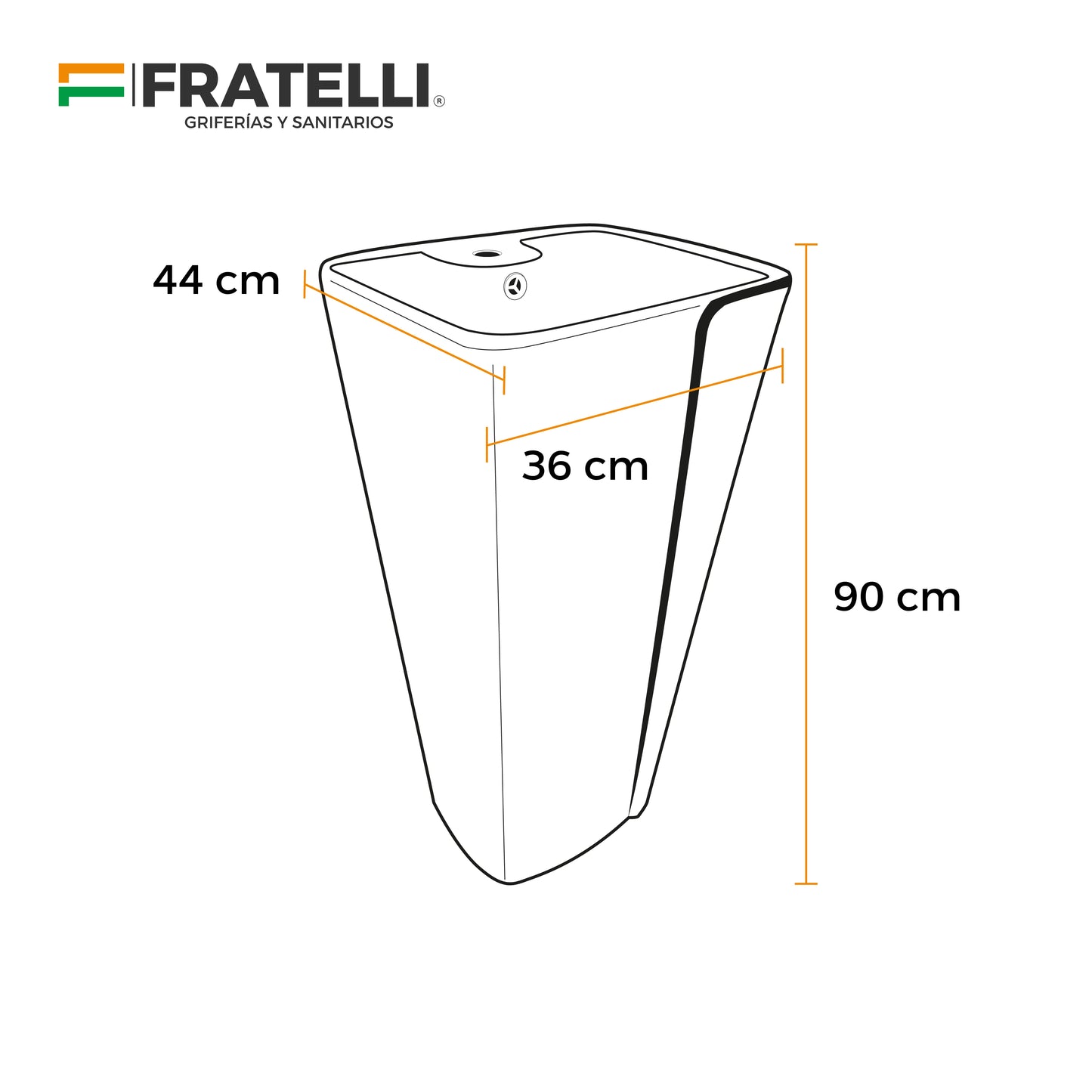 Lavatorio Pedestal Minimalista Negro C/Dorado 8802Bgl (44X36.5X90) - Fratelli