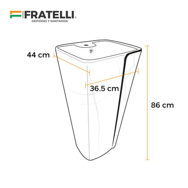Lavatorio Pedestal Miinimalista Marmoleado Blanco C/Dorado 8802Mwg (44X36.5X86) - Fratelli