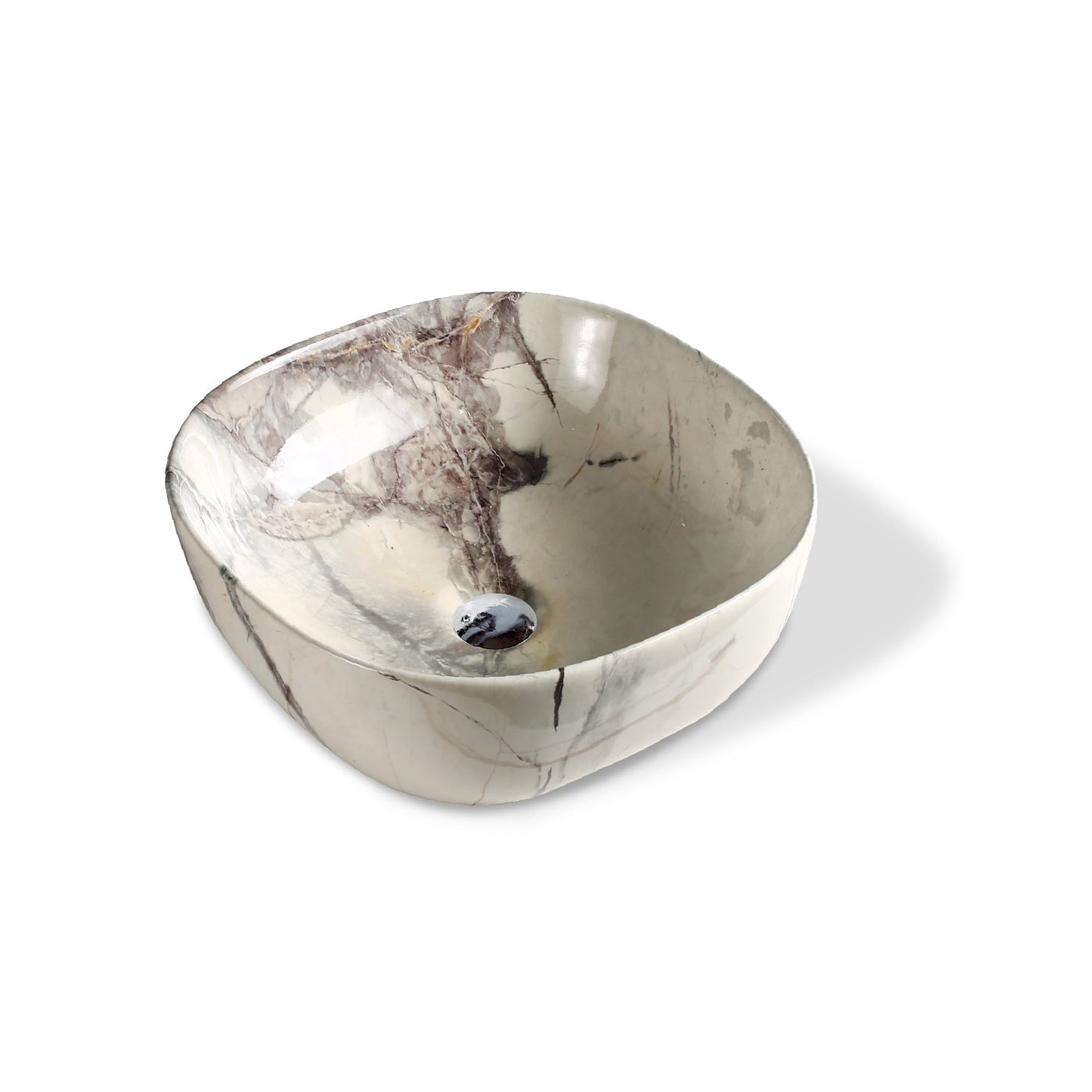 Cuenco Loza (A0085) Mod.Cuadrado Marmoleado Blanco C/ Negro 42.5X42.5X14 Fratelli