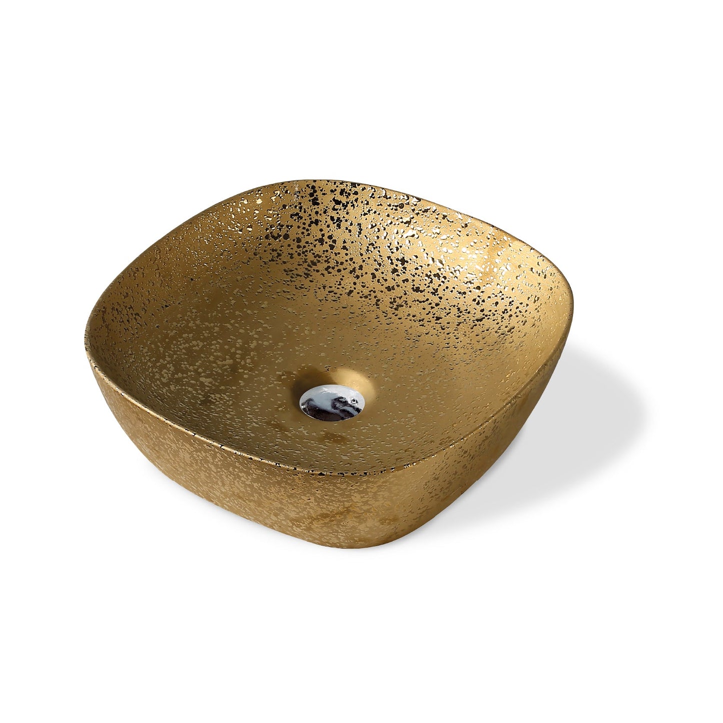 Cuenco Loza (248) Mod.Cuadrado Dorado Texturado 41X41X14 Fratelli