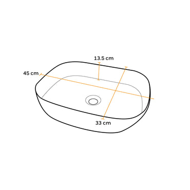 Bowl Loza (153) Mod.Rectangular Blanco C/Plateado Granito 45X33X13.5 - Fratelli