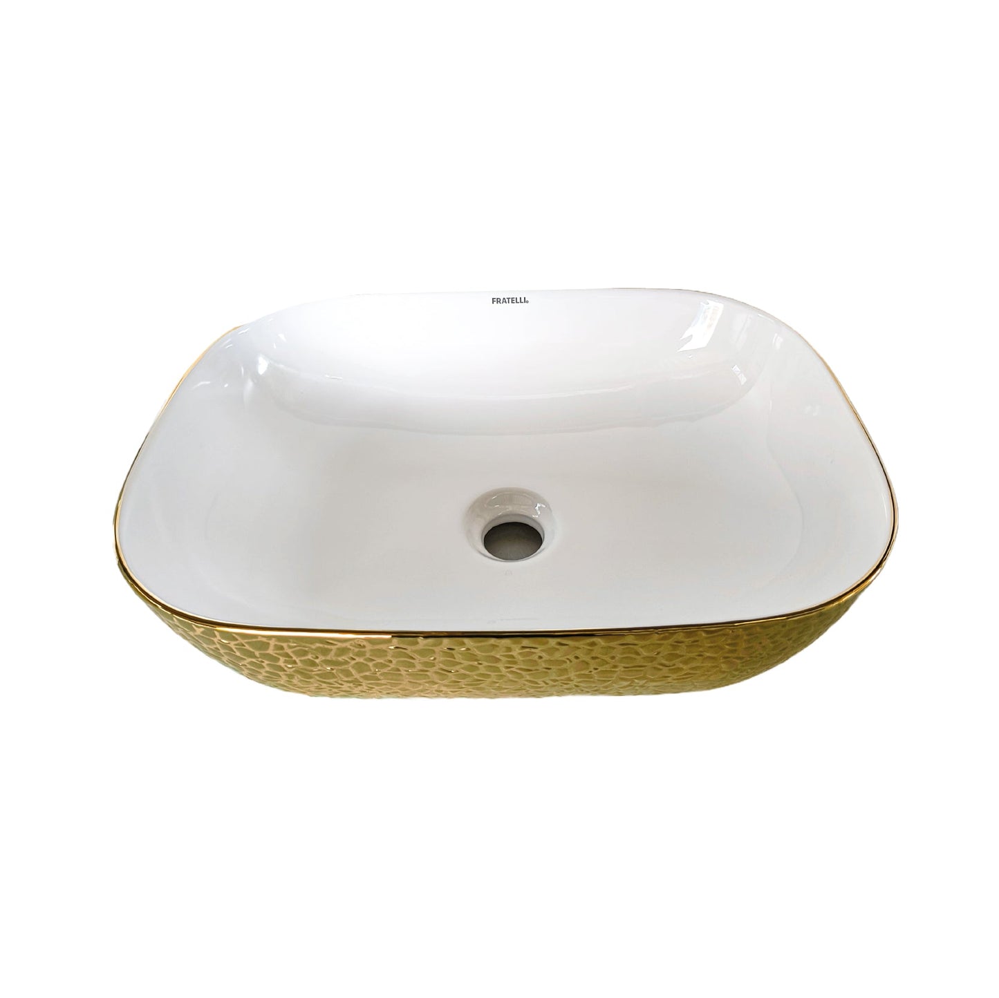 Cuenco Loza (153) Mod.Rectangular Blanco C/Dorado Granito 45X33X13.5 - Fratelli