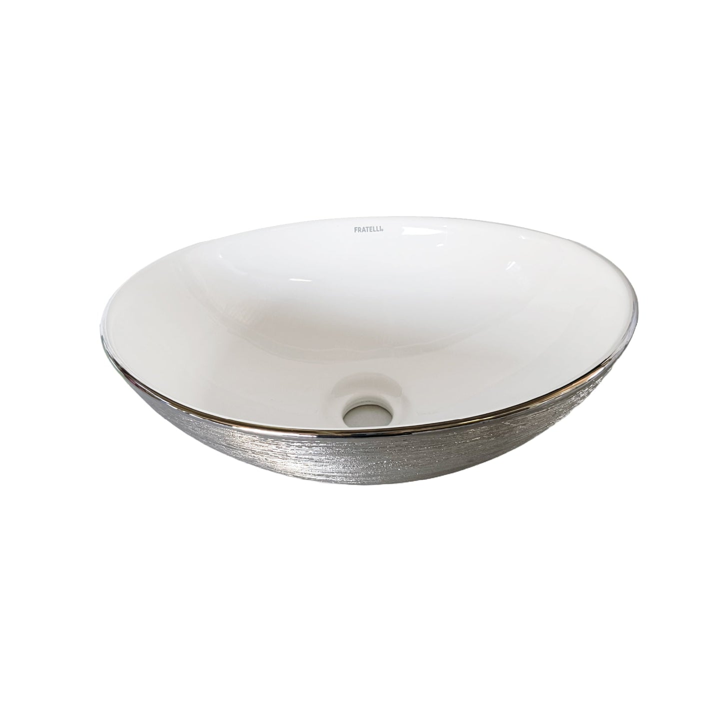 Cuenco Loza (035-Sbl) Mod.Ovalado Blanco C/Plateado Texturado 40X33X14.5 -Fratelli