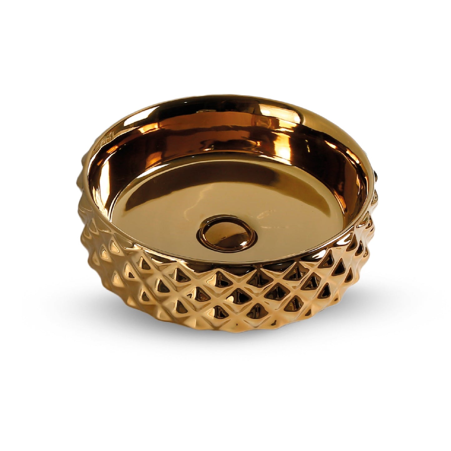Cuenco Loza (463-G) Mod. Circular Dorado Diamante 37.5X.37.5X12 - Fratelli