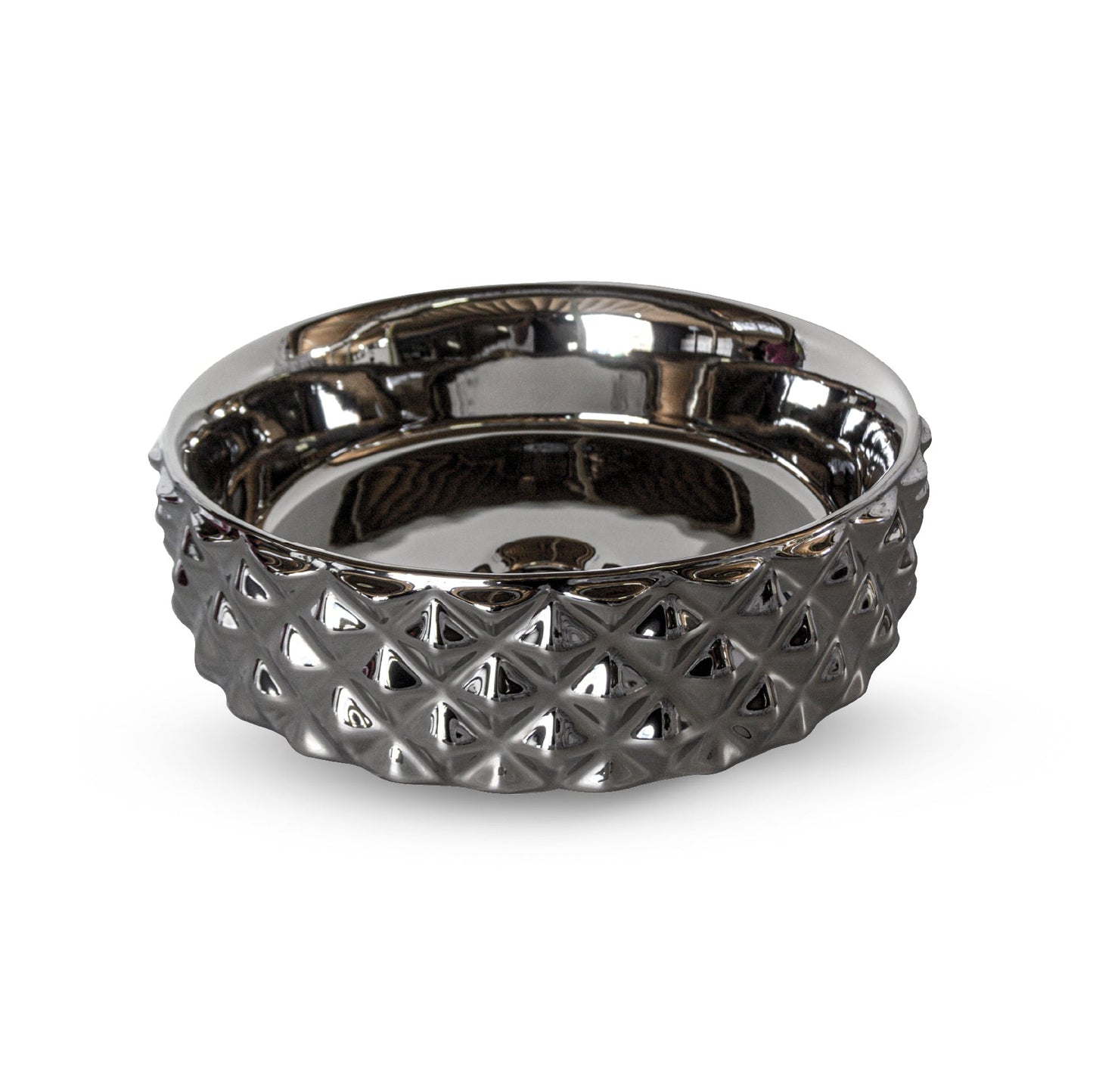 Cuenco Loza (463-G) Mod. Circular Plateado Diamante 37.5X37.5X12 - Fratelli