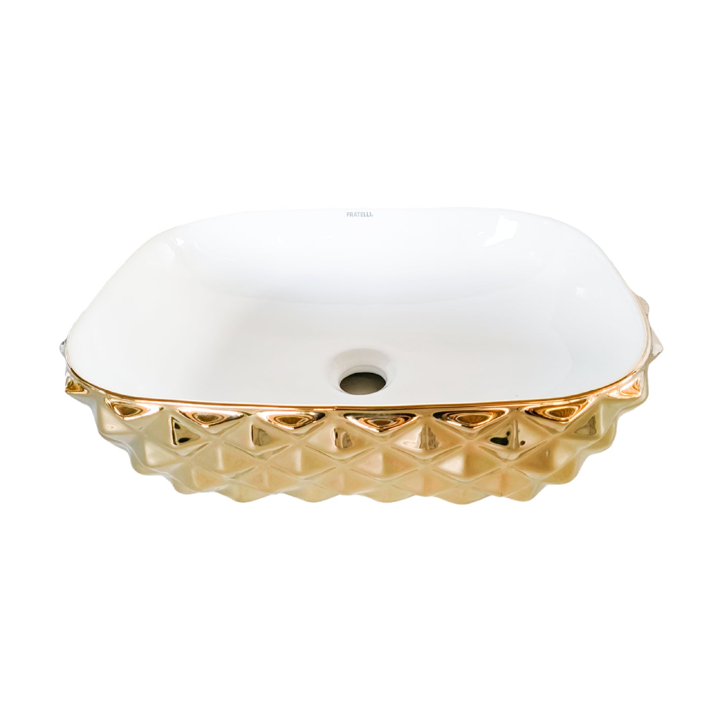 BOWL LOZA (402-GW) MOD. RECTANGULAR BLANCO C/DORADO DIAMANTE 48X35.5X13.5 - FRATELLI