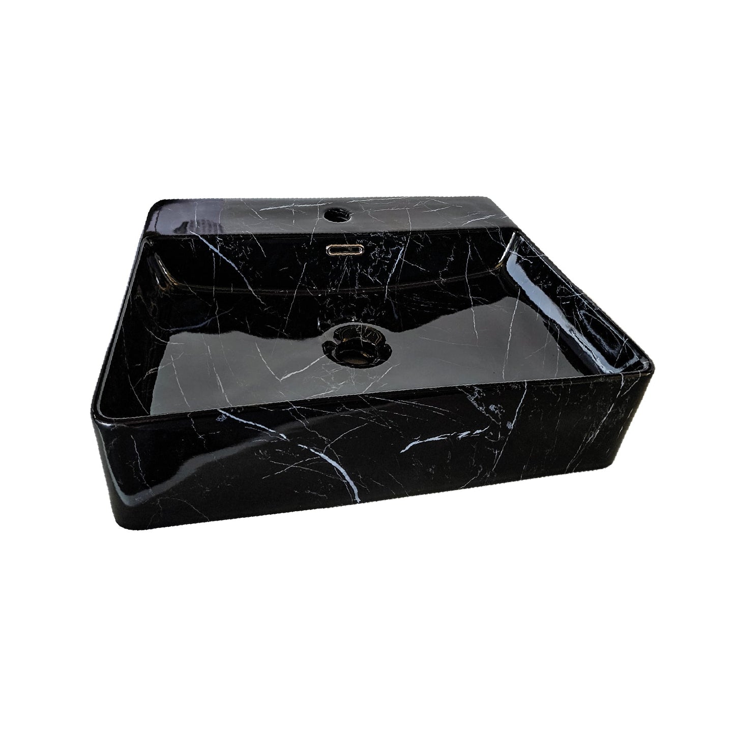 Bowl Loza (430-5) Mod. Cuadrado Marmoleado Negro C/Blanco 51X43X13 - Fratelli