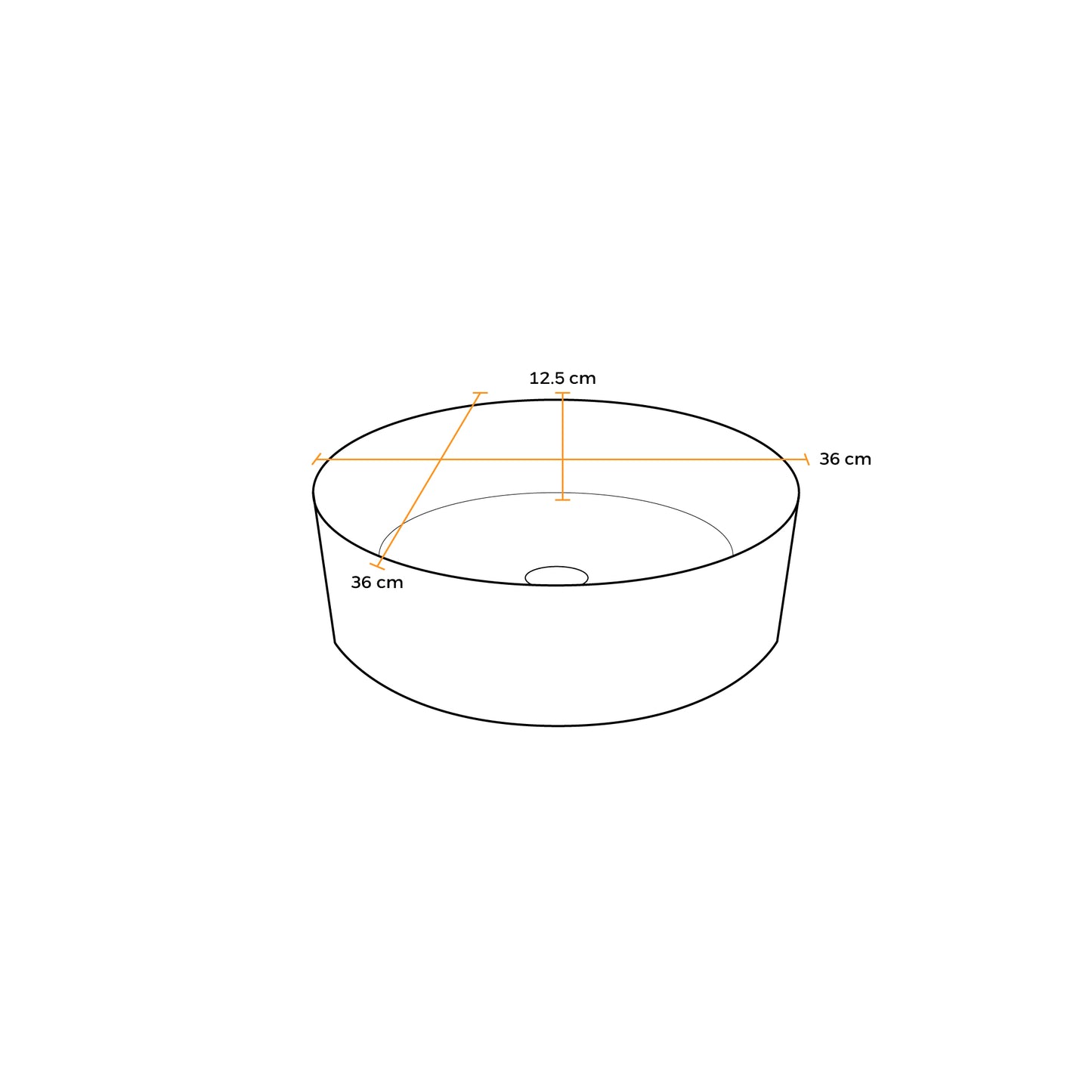 Bowl Loza (333-4) Mod. Circular Marmoleado Blanco C/Negro 36X36X12 - Fratelli
