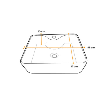Bowl Loza (120D) Mod. Cuadrado Blanco C/Negro Matte 48X37X13 - Fratelli