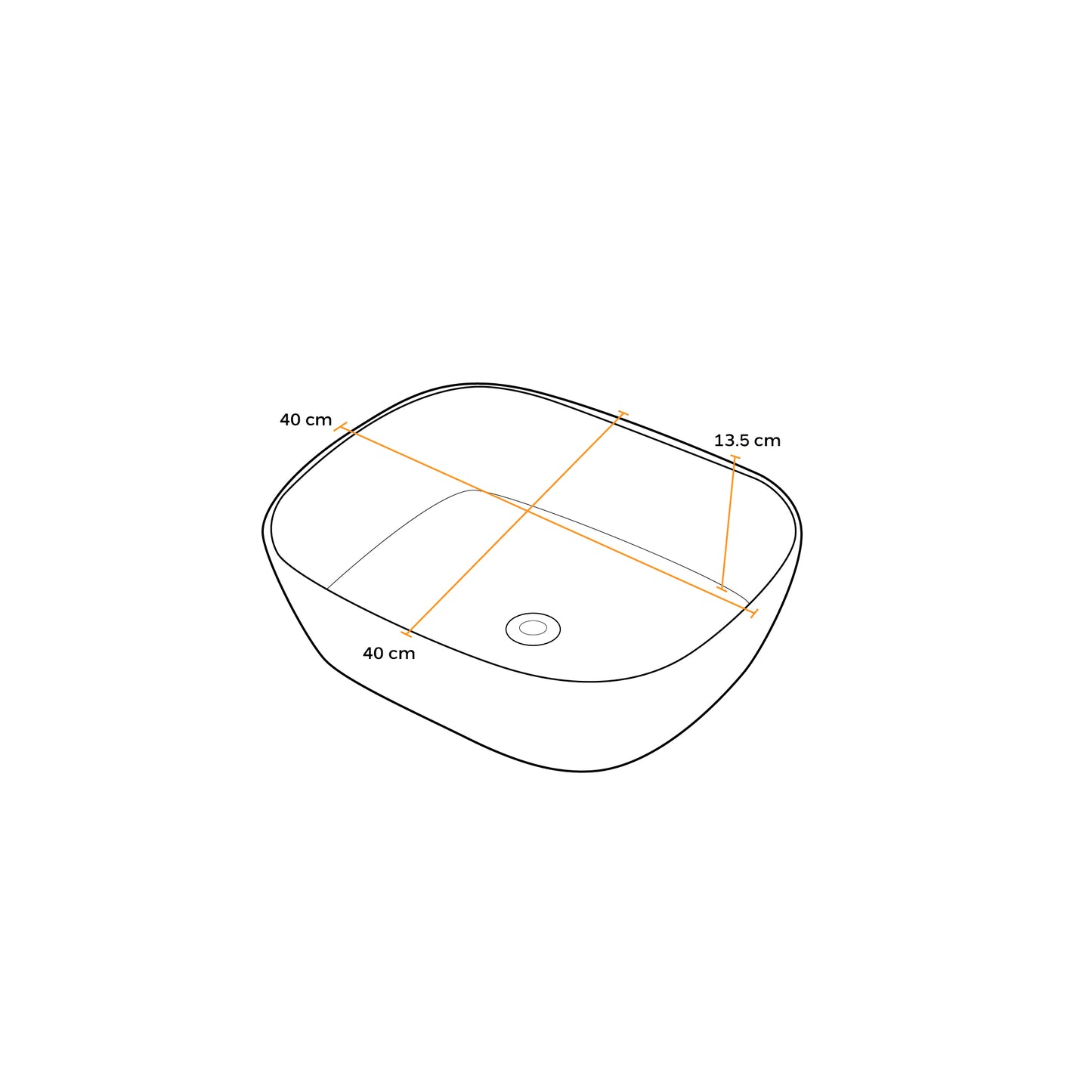 Bowl Loza (431) Mod. Cuadrado Blanco C/Dorado 40X40X13.5 - Fratelli
