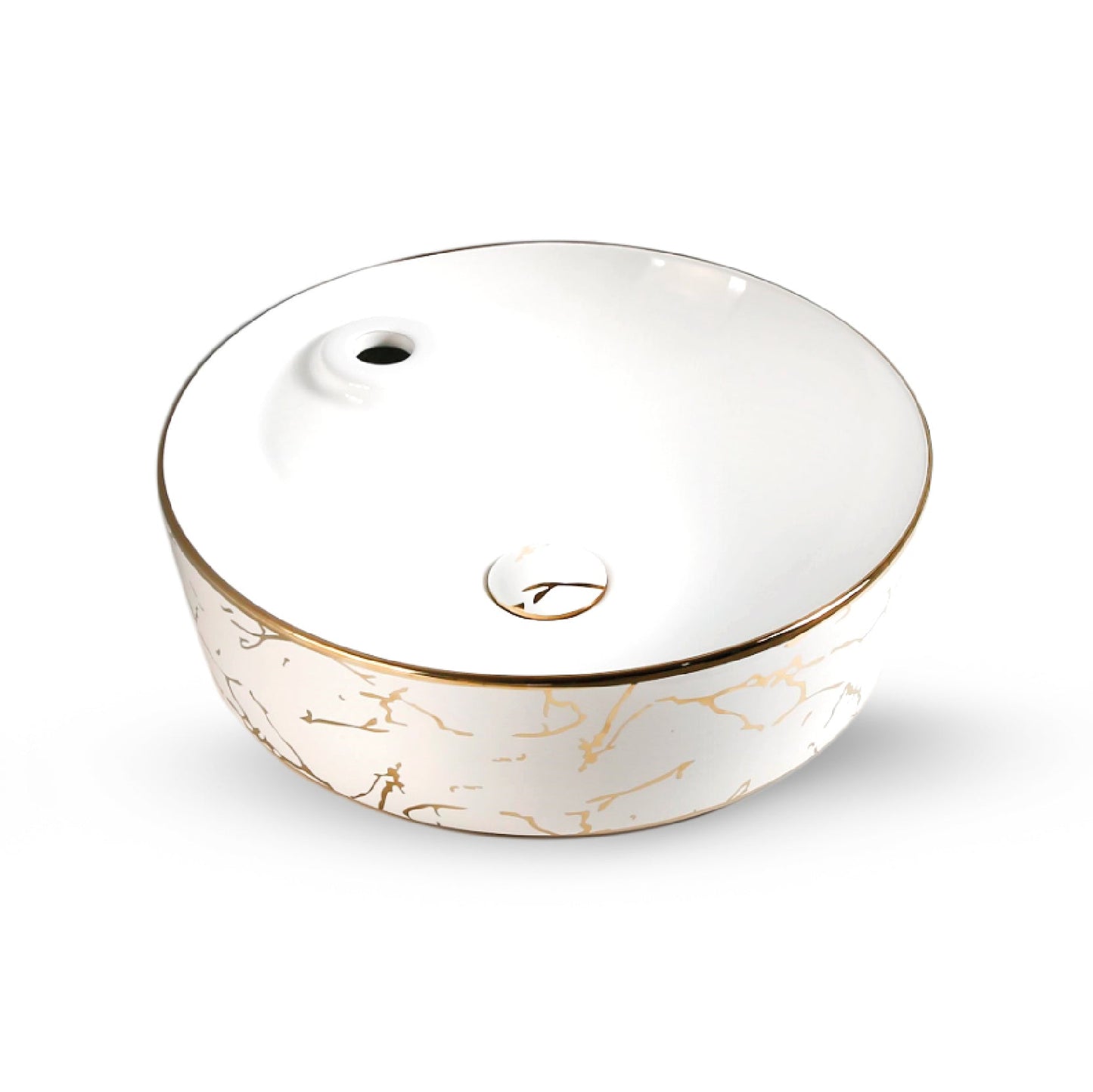 Cuenco Loza (157) Mod. Circular Blanco C/Dorado 43X43X13.5 - Fratelli