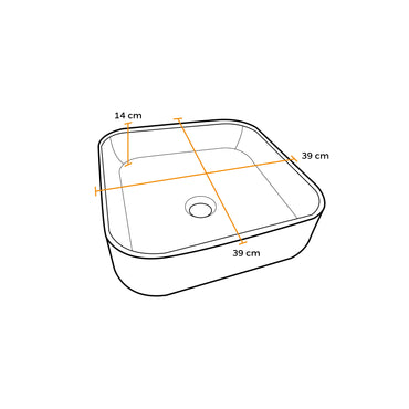 Bowl Loza (150) Mod. Cuadrado Blanco C/Negro 39X39X14 - Fratelli