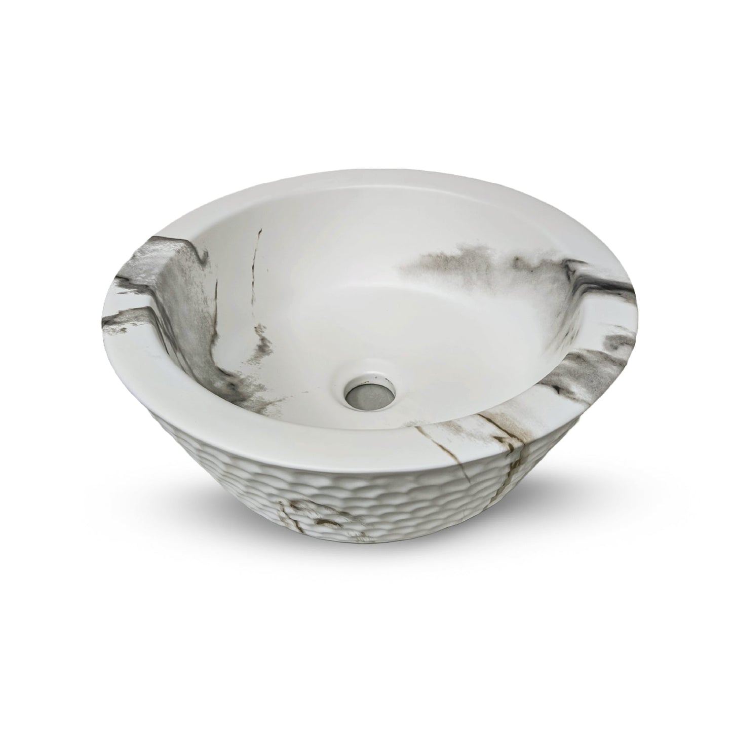 Cuenco Loza (468) Mod. Circular Marmoleado Blanco C/Gris 40X33X14.5 - Fratelli