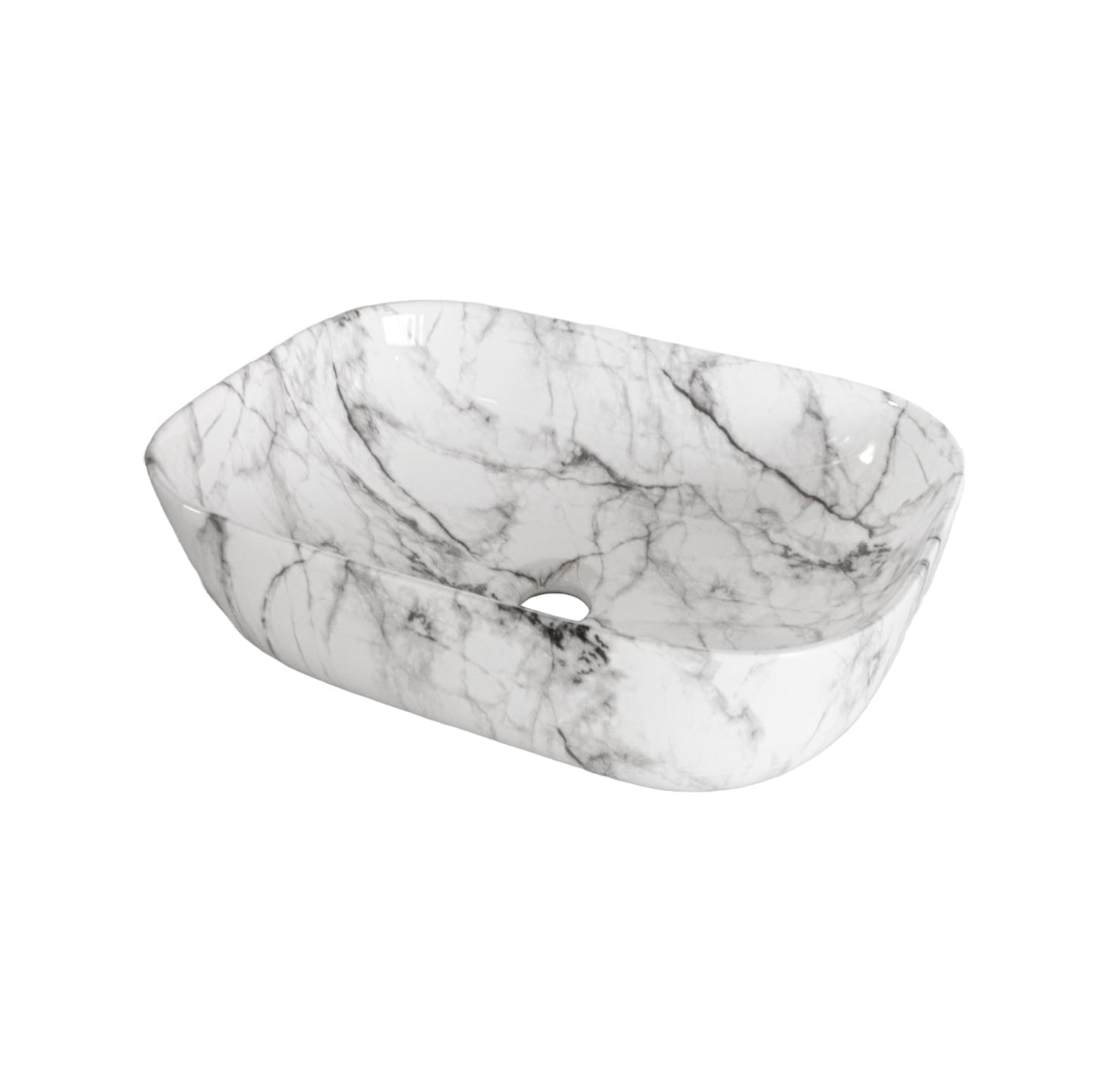 Bowl Loza (153) Mod. Rectangular Marmoleado Blanco C/Azul 45X33X13.5 - Fratelli