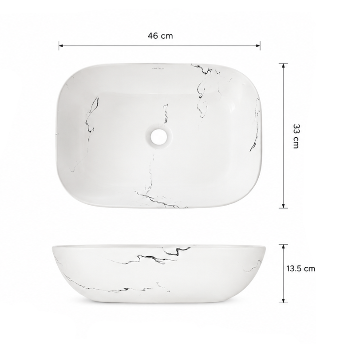 BOWL LOZA (P153M) MOD. CUADRADO BLANCO MARMOLEADO 46X33X13.5 FRATELLI