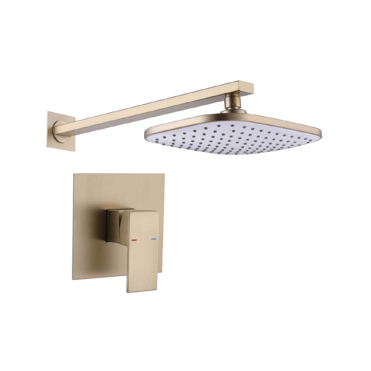 Mezcladora Monoc.Minimalista Canopla Cuadrada +Cabeza De Ducha 6012 Sands Bronce Satin Gold - Fratelli Premium