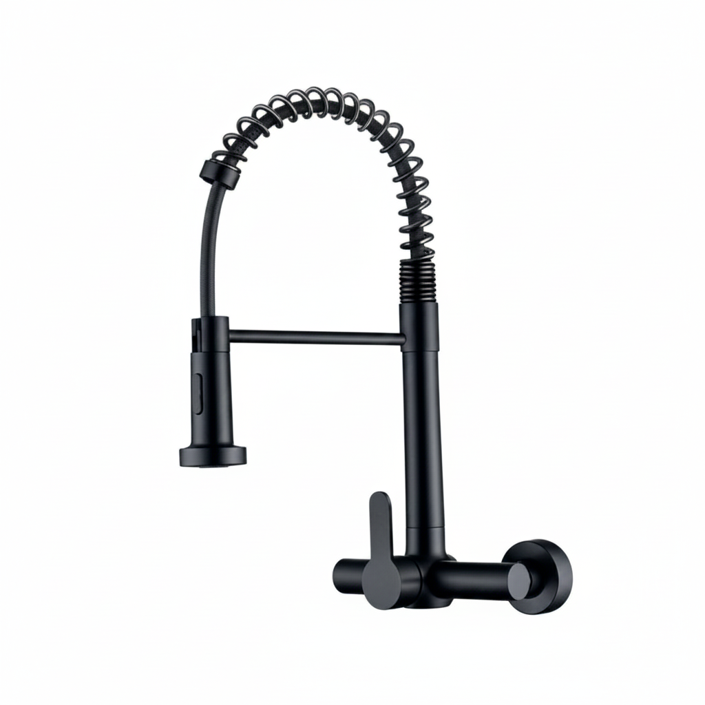 MEZCLADORA A LA PARED P/COCINA DANUBE ACERO INOXI. 304 BLACK -FRATELLI
