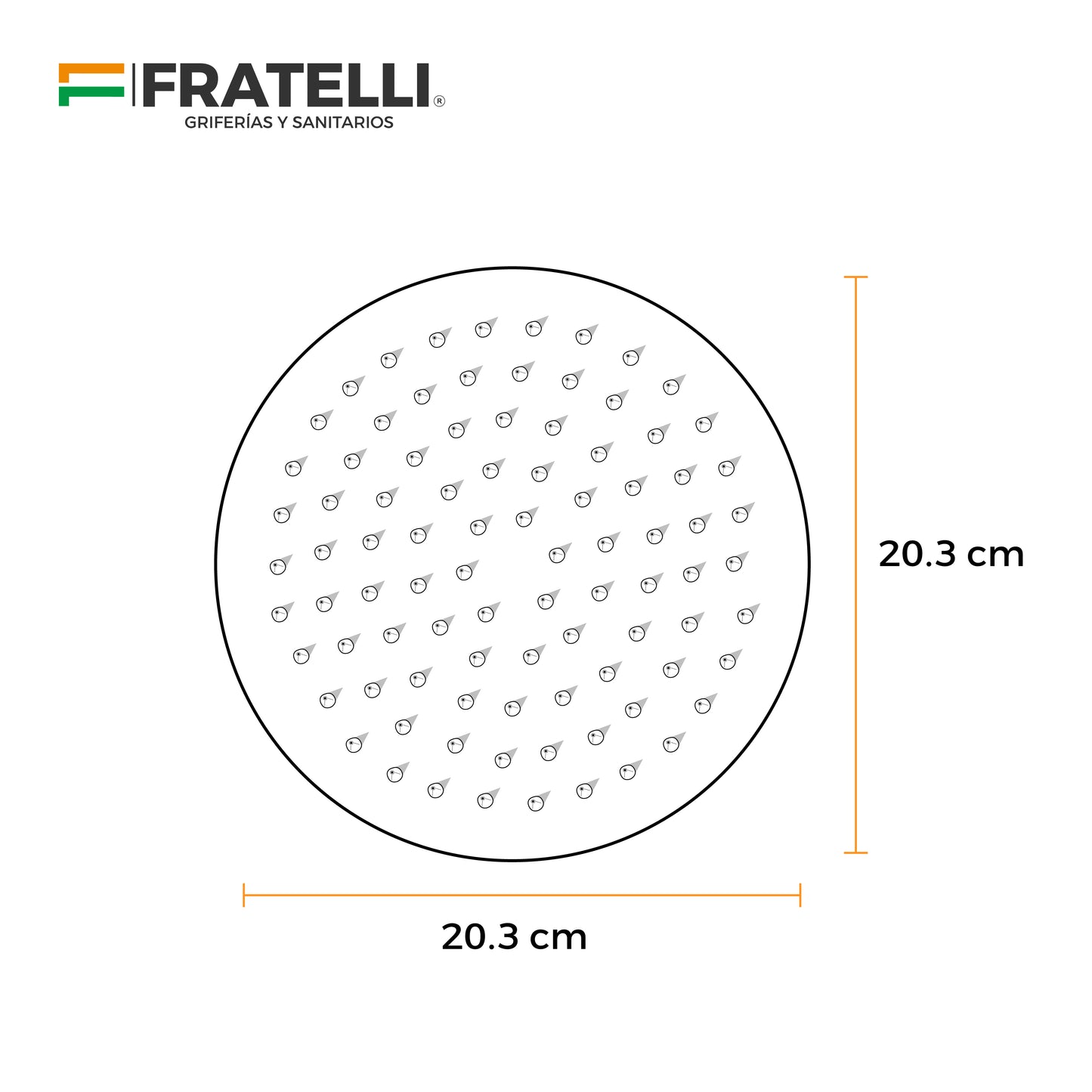 Cabeza D/Ducha+Brazo San Ands (6023-6024) 8" Black Redonda - Fratelli