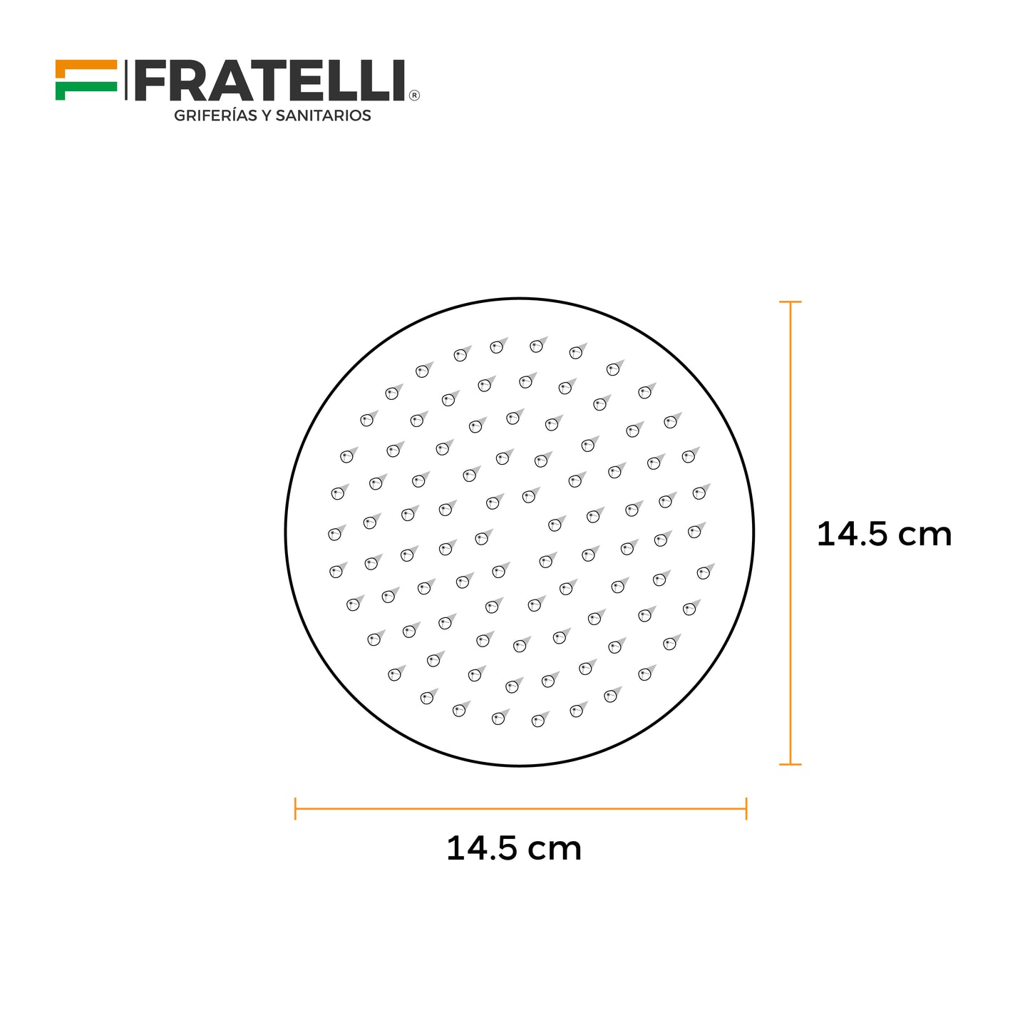 Cabeza D/Ducha Redonda 6" Acero 304 C/Brazo De 40 Cm Black - Fratelli