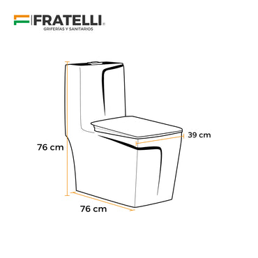 Inodoro One Piece + Tapa Asiento Y Acces. Minimalista Marmoleado Blanco C/Negro 2328Mbl(69X35X76) - Fratelli