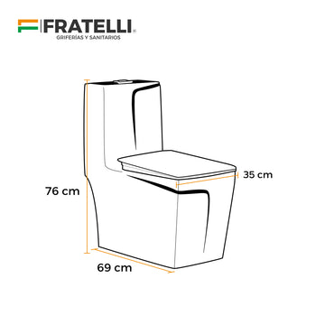 Inodoro One Piece + Tapa Asiento Y Acces. Minimalista Marmoleado Blanco C/Dorado 2328Mgl1 (69X35X76) - Fratelli