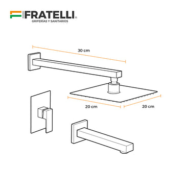 Mezcladora Monoc. Miniml. P/Ducha Y Tina C/Pico -6002 (Satinado) Fratelli