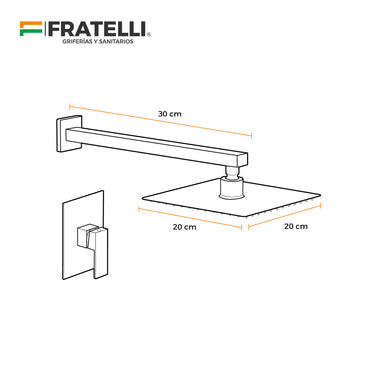 Mezcladora Monoc. Miniml. P/Ducha (Satinado) Canopla Cuadrada 6012-San Ands-1Fratelli