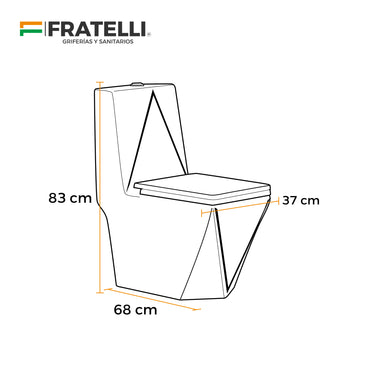 Inodoro One Piece + Tapa Asiento Y Acces. Minimalista Blanco 8276 (68X37X83) Fratelli
