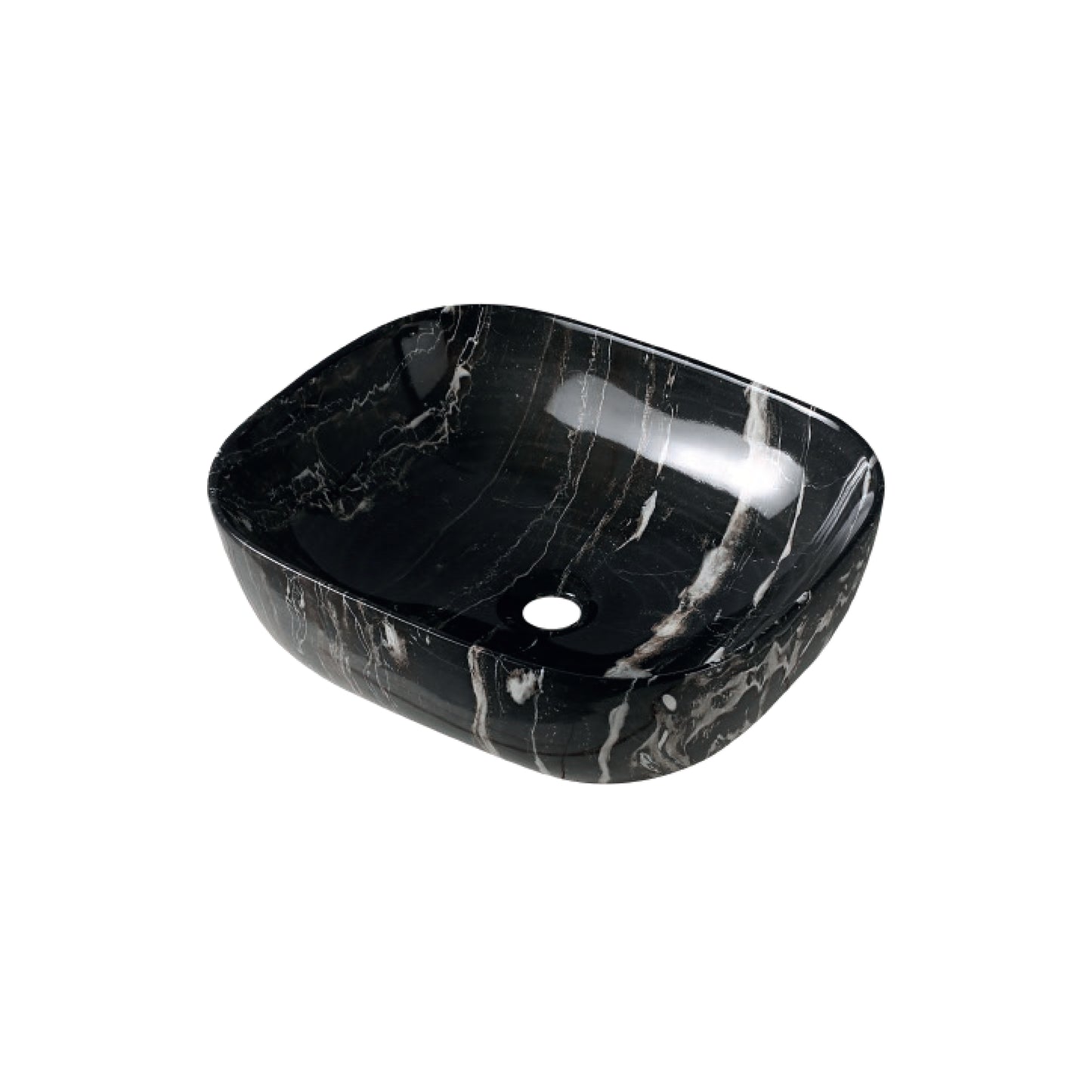 Bowl Loza (A0056) Mod. Cuadrado Marmoleado Negro 50X40X14.5-Fratelli