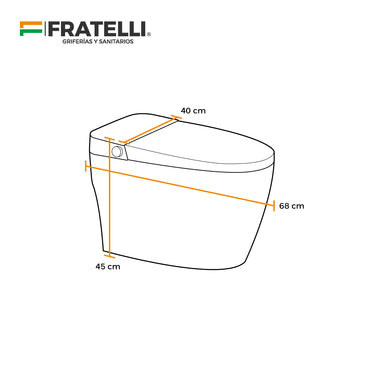 Inodoro inteligente PREMIUM Blanco + Tapa Asiento y Accs 680X400X450 - Fratelli Premium
