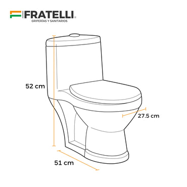 Inodoro One Piece Baby (niños) + Tapa De Asiento Y Accs. Blanco 001 (51X27.5X52) Fratelli