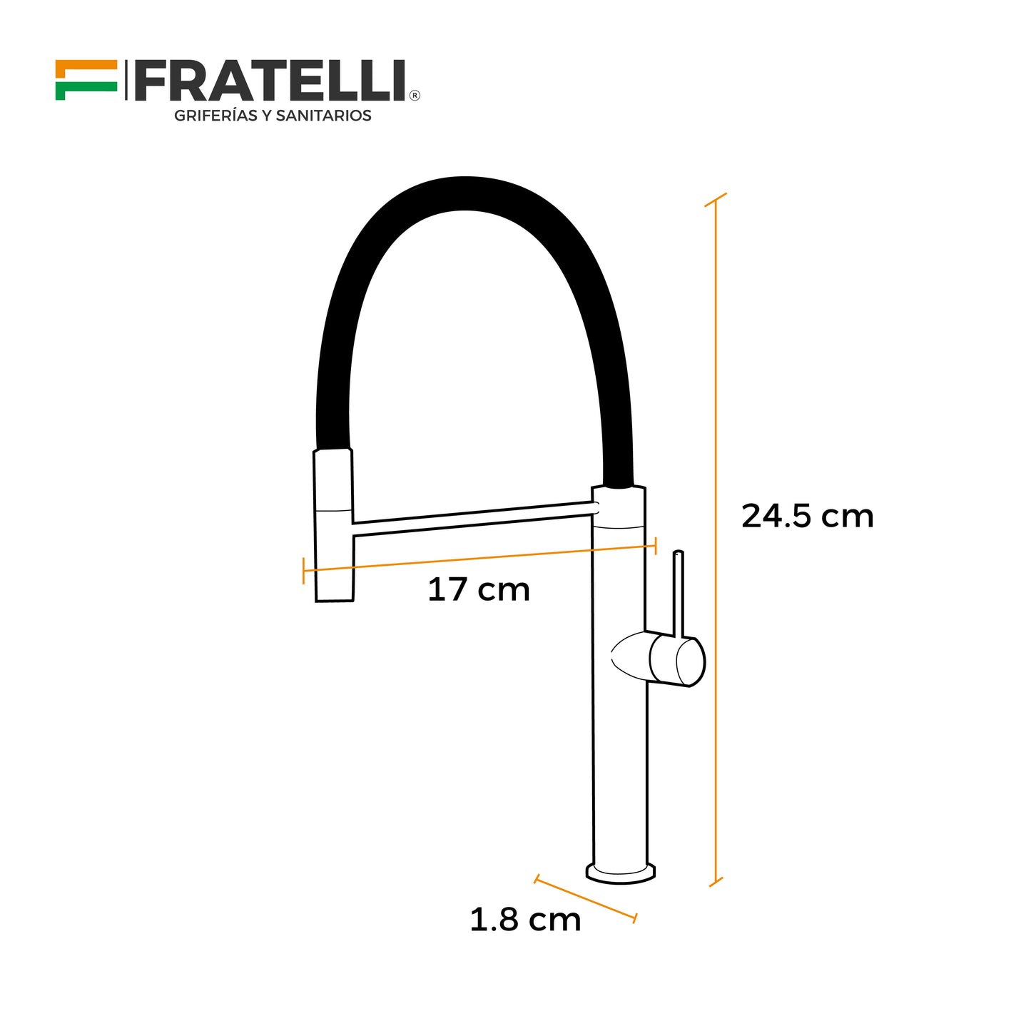 Mezcladora Monoc. P/Cocina Al Mueble Bali-1 Bronce Gun Grey - Fratelli Premium
