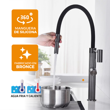 Mezcladora Monoc. P/Cocina Al Mueble Bali-1 Bronce Gun Grey - Fratelli Premium